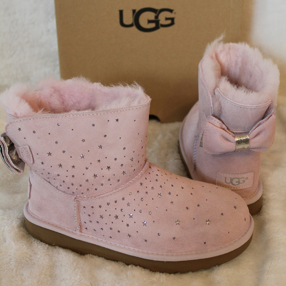 UGG MINI BOW II SPARKLE BOOTS‎ NEW! PINK - Picture 1 of 8